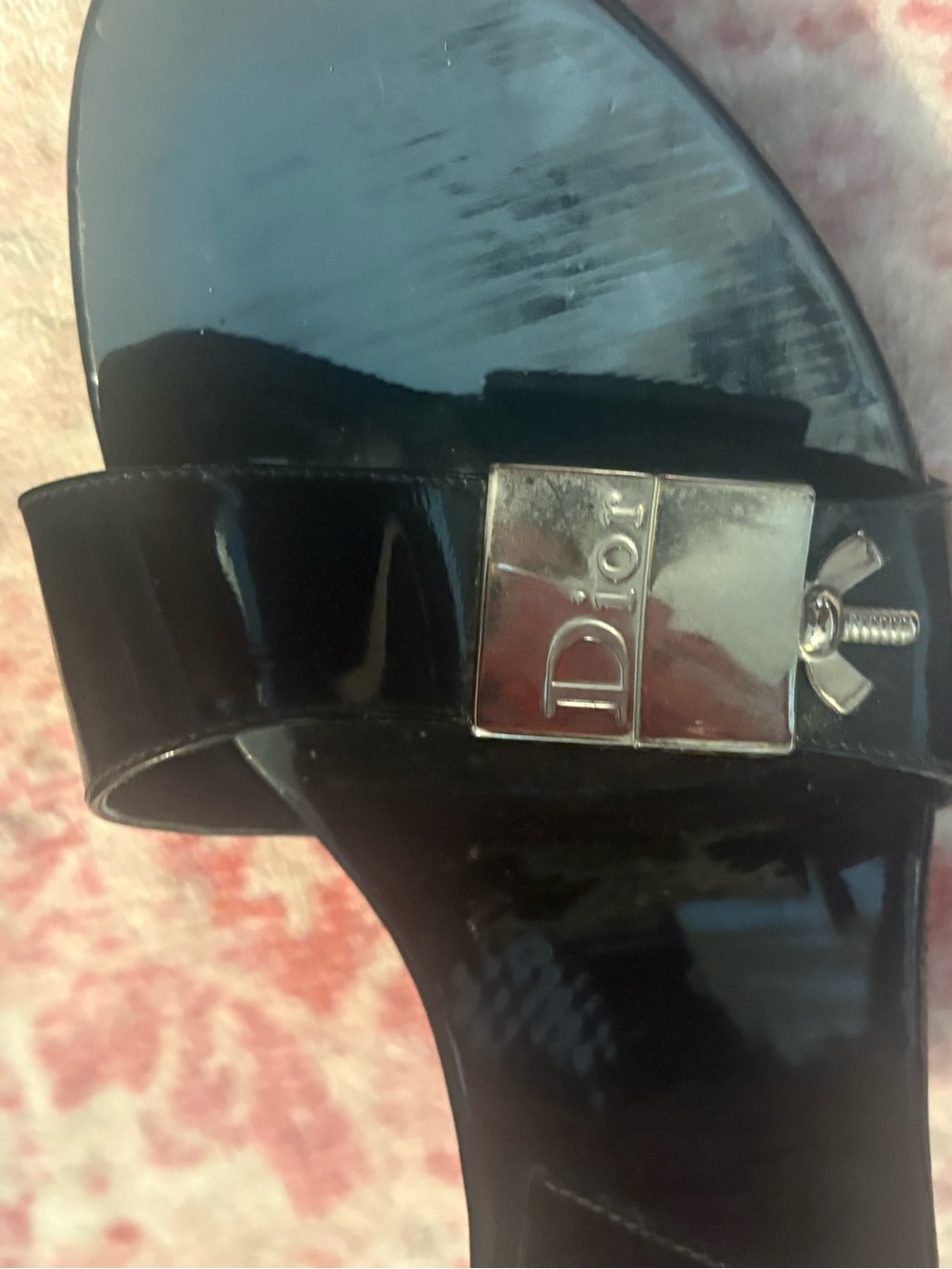 Dior Black Patent Leather Heeled Slide Sandals - Picture 3 of 4